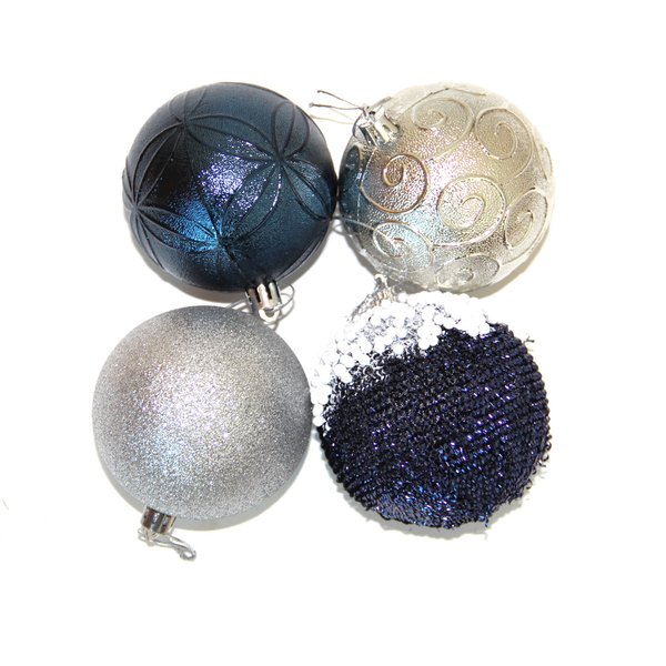 Набор украшений ветка,снежинки,грибочки,шары 43шт черничный и серебро SYQB-012087