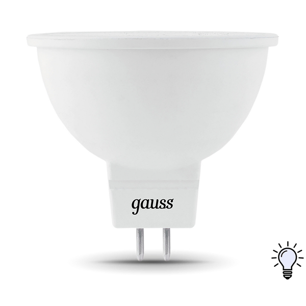 Лампа светодиодная Gauss MR16 7W GU5.3 4100K свет нейтральный белый