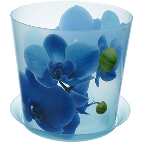 Кашпо Деко D16см 2,4л с подставкой Орхидея голубая