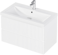 Тумба подвесная MIX 80см белая/relief white с раковиной