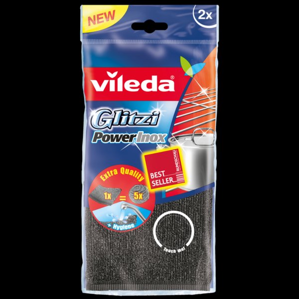 Набор губок для кастрюль Vileda Inox Power поролон с метал. 2шт
