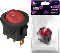 Выключатель с подсветкой duwi круглый 250В 6А (3с) ON-OFF 26848 2