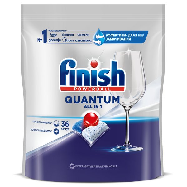 Средство д/мытья посуды в ПММ Finish Quantum 36шт капсулы