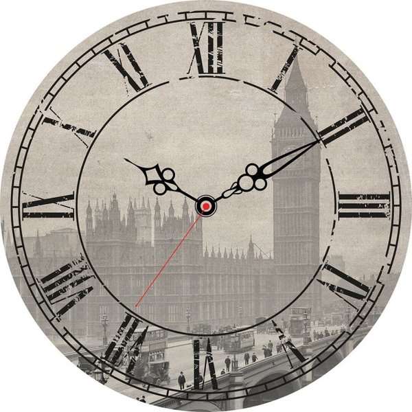 Часы настенные на стекле 30х30 Старый Лондон