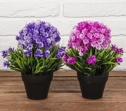 Растение искусственное в горшке Цветочный куст 22см