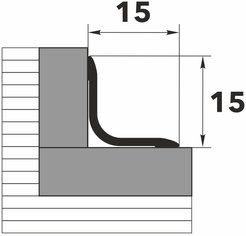 Угол отделочный внутренний серебристый 15х15х1,0мм 2,7м УВО 04-27.2700.01л