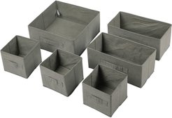Набор кофров д/хранения вещей Qually 6 шт 14x14x13см (3шт)/28x14x13см (2шт)/28x28x13см(1шт) серый