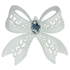 Украшение елочное Бант белый 120х130мм