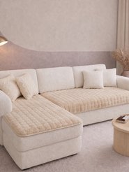 Набор дивандеков 2шт 90х160см, 90х210см, 100% п/э, Кубики, молочный