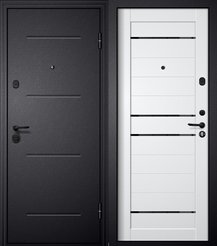 Дверь входная M-3 черный шелк царга-4 ПВХ белый стекло черное 960х2050мм левая