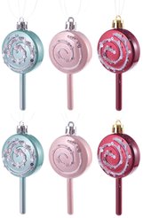 Набор украшений Леденцы 6шт 10х5см, нежно-розовый+мятный+винный, SYQC-0123213