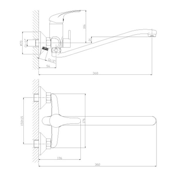 Смеситель для ванны Rossinka A35-34 в комплекте с душевыми аксессуарами