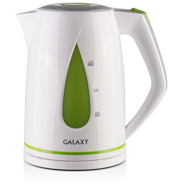 Чайник электрический Galaxy GL0201 2200Вт 1,7л пластик белый/зеленый