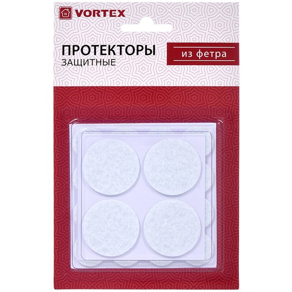 Накладки для мебели защитные Vortex фетр (d22мм, d38мм) белые