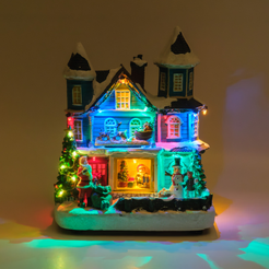 Композиция светодиодная музыкальная Новогодняя усадьба 19х14х24см, USB-кабель, работает от батареек: ААх3