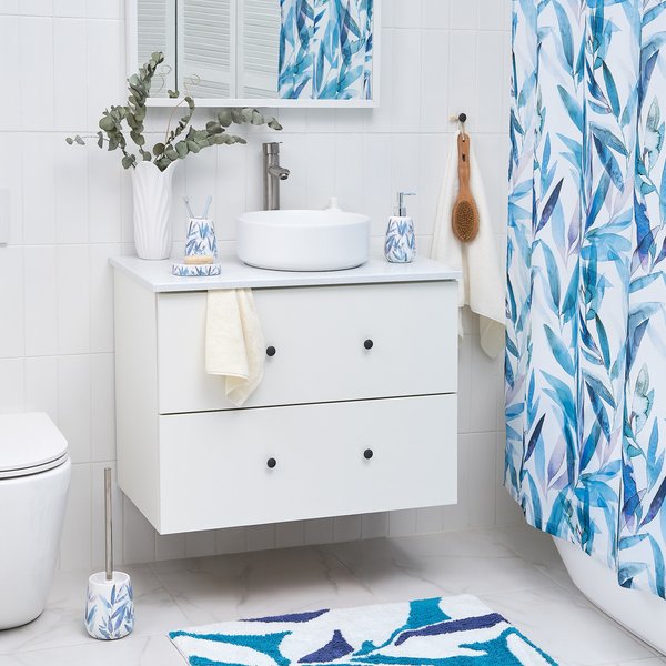 Коврик для ванной комнаты 50х80см Akvarel белый, микрофибра