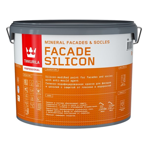 Краска фасадная Tikkurila Facade Silicon глубокоматовая база А 9л