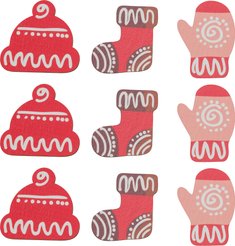 Набор украшений Шапочки и варежки 16шт, дерево, SYMZPB-4425099