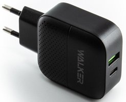 Устройство зарядное сетевое 3А USB+Type-C без кабеля черный Walker WH-37
