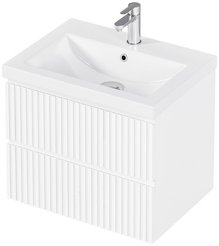 Тумба подвесная MIX 60см белая/relief white с раковиной