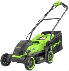 Газонокосилка аккумуляторная бесщеточная Greenworks GD40LM361 40.0В 1х4Ач ширина среза 36см h25-70мм V40л