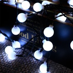 Электрогирлянда внешняя Шары 2,2см 10м 80LED IP44, холодный белый, контролер, с коннектором, черный кабель