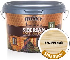 Состав декоративно-защитный для древесины HUSKY SIBERIAN Воск-Лазурь бесцветный (2,5л)