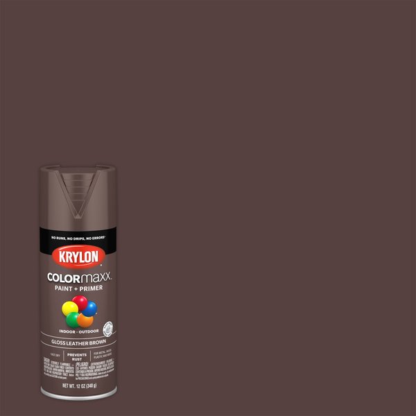 Краска универсальная KRYLON Colormaxx Gloss Leather Brown глянцевая цвет-коричнвый (0,34кг)