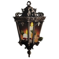 Украшение елочное Медальон фонарик коричневый 6x140x80мм