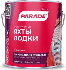 Лак яхтный Parade L20 алкидно-уретановый полуматовый 2,5л