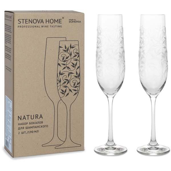 Набор бокалов д/шампанского Stenova home Natura 190мл 2шт стекло
