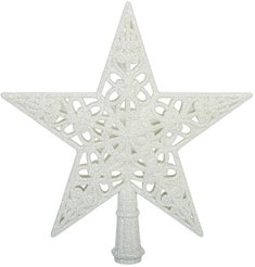 Верхушка елочная Звезда ажурная 21х19,5см белый/глиттер SYSDX-3525148