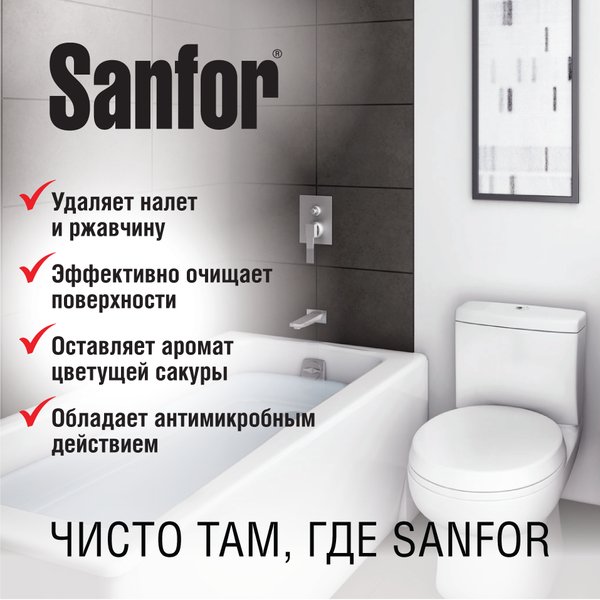 Гель чистящий д/туалета Sanfor 750г Speсial black WC