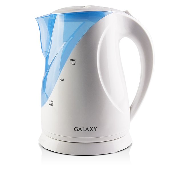 Чайник электрический Galaxy GL 0202 2200Вт 1,7л пластик белый/голубой