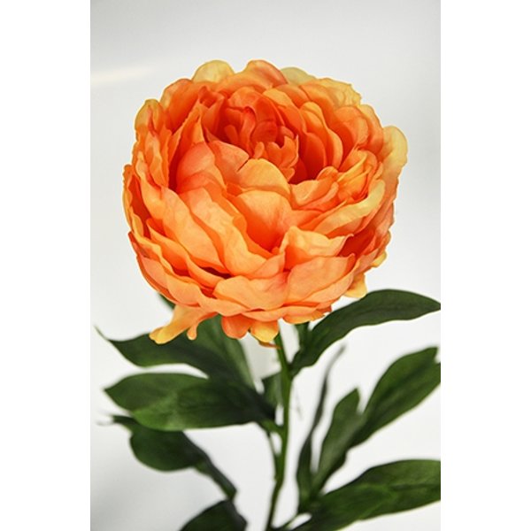 Цветок иск.Пион оранжевый, срезка 75 см