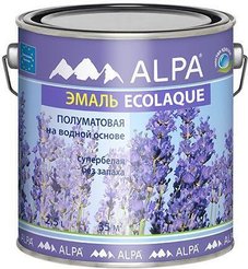Эмаль акриловая Alpa Ecolaque полуматовая белая (2,5л)