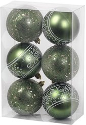 Набор шаров 6шт 8см, оливковый, ручная роспись, SYQB-0125345