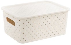 Корзинка д/хранения Violet Береста 3л 23,5х17,3х10,5см с крышкой, слоновая кость ПП