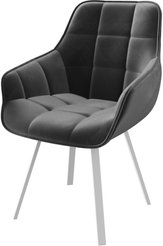 Стул кухонный Mamadoma Romeo d10 46х43х87см велюр/металл, серый/белый, поворотный