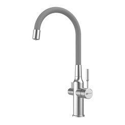 Смеситель для кухни Lemark Expert LM5083S-Gray с гибким изливом и переключением на фильтр для питьевой воды