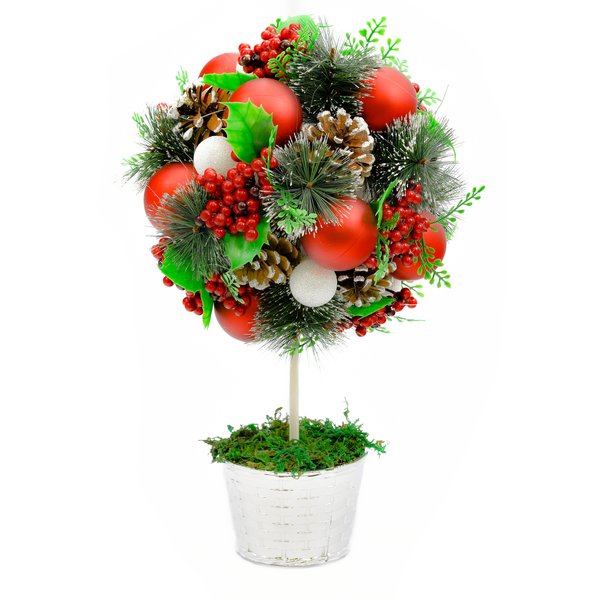 Украшение настольное дерево SY16CJHW-111 35см,с шарами,шишками и ягодами
