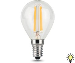 Лампа светодиодная Gauss Filament 9Вт Е14 шар 2700К свет теплый