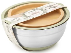 Набор мисок Attribute Steel 2шт 1,5л/2,4л нерж.сталь, крышка пластик