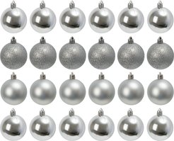 Набор шаров 24шт 6см серебро (глянец: 12шт, матовые: 6шт, глиттер: 6шт) JNPM25-02-S