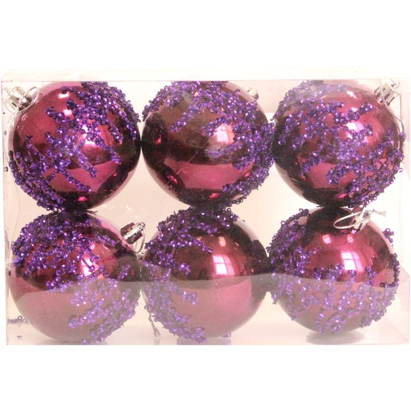 Набор шаров с узором 8см 6шт фиолетовый SYQB-0119255