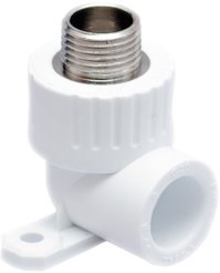 Угольник полипропиленовый комбинированный с креплением d25х1/2 наружная резьба