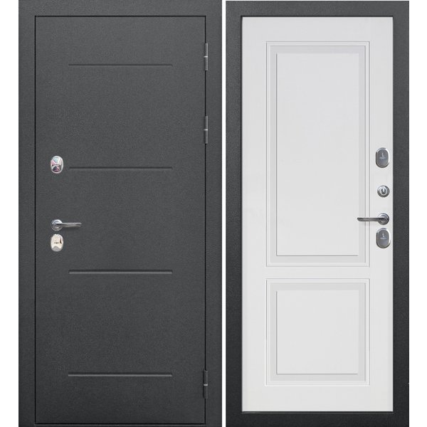 Дверь входная Изотерма серебро велюр белый софт 860х2050мм правая