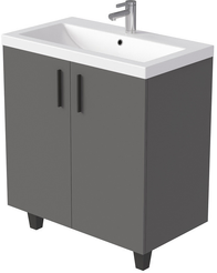 Тумба напольная VEIN 80см антрацит в комплекте с раковиной