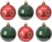 Набор шаров 6шт 6см, жемчужно-зеленый+красный, SYQB-0125004