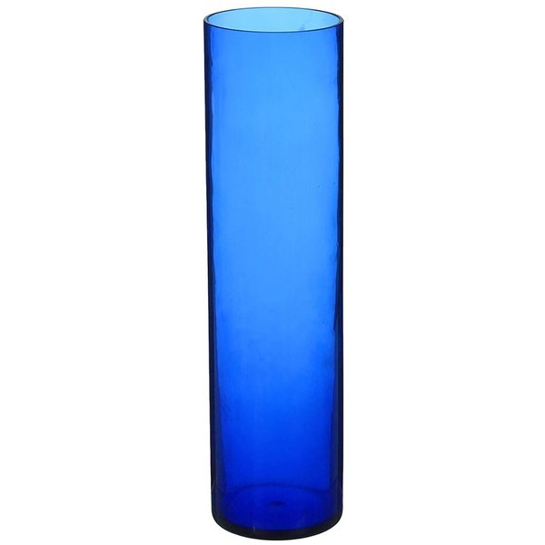 Ваза Цилиндр из синего стекла h30